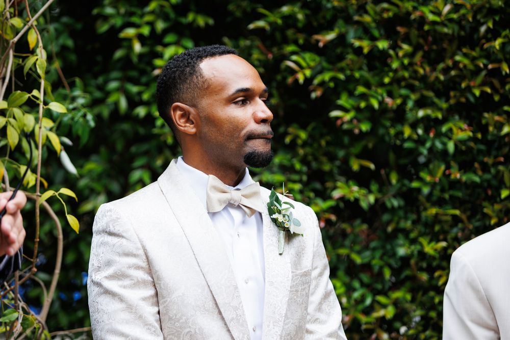 Groom waiting for his bride to walk down the aisle.