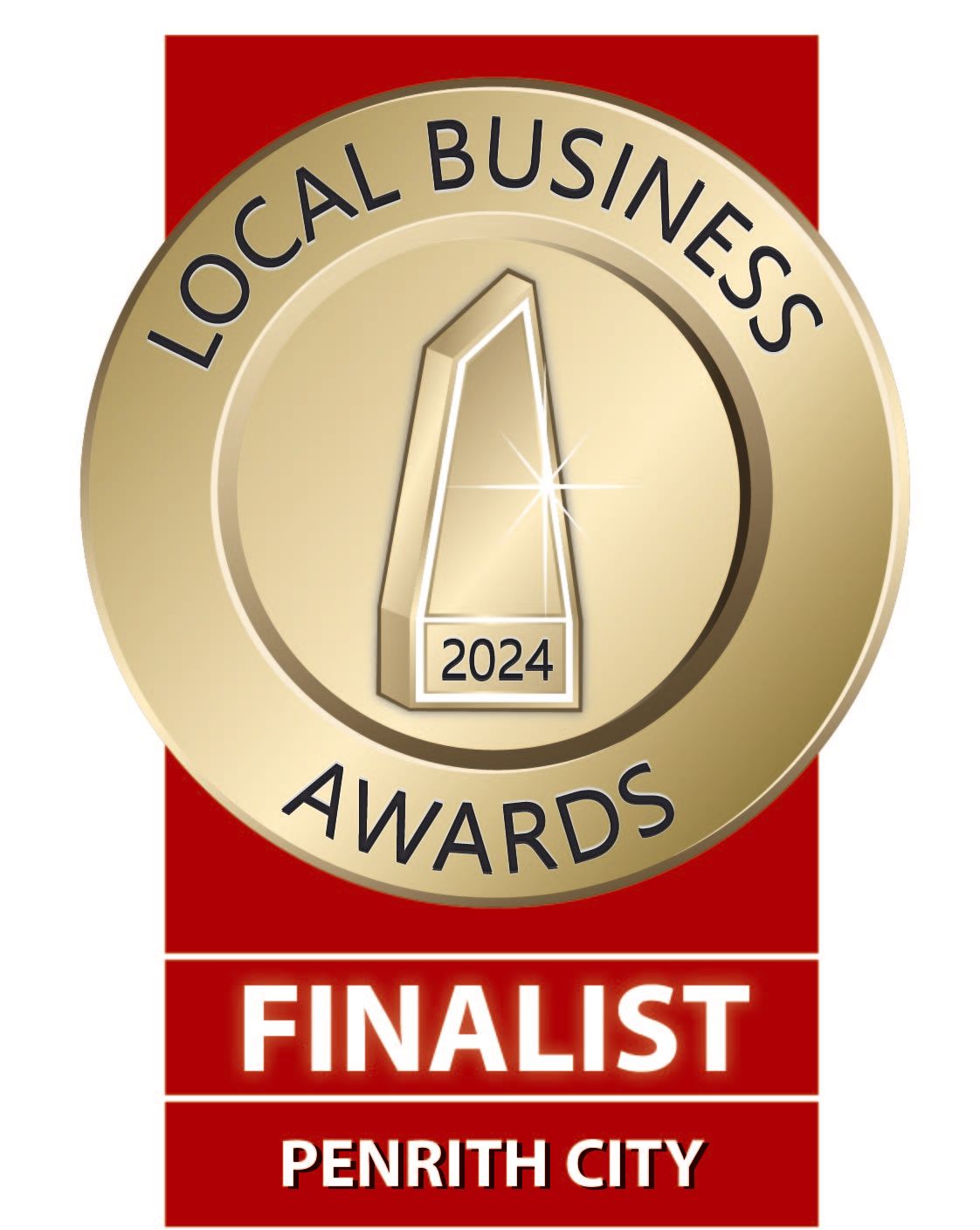 Gold medallion design for Penrith City Local Business Awards Finalist 2024.