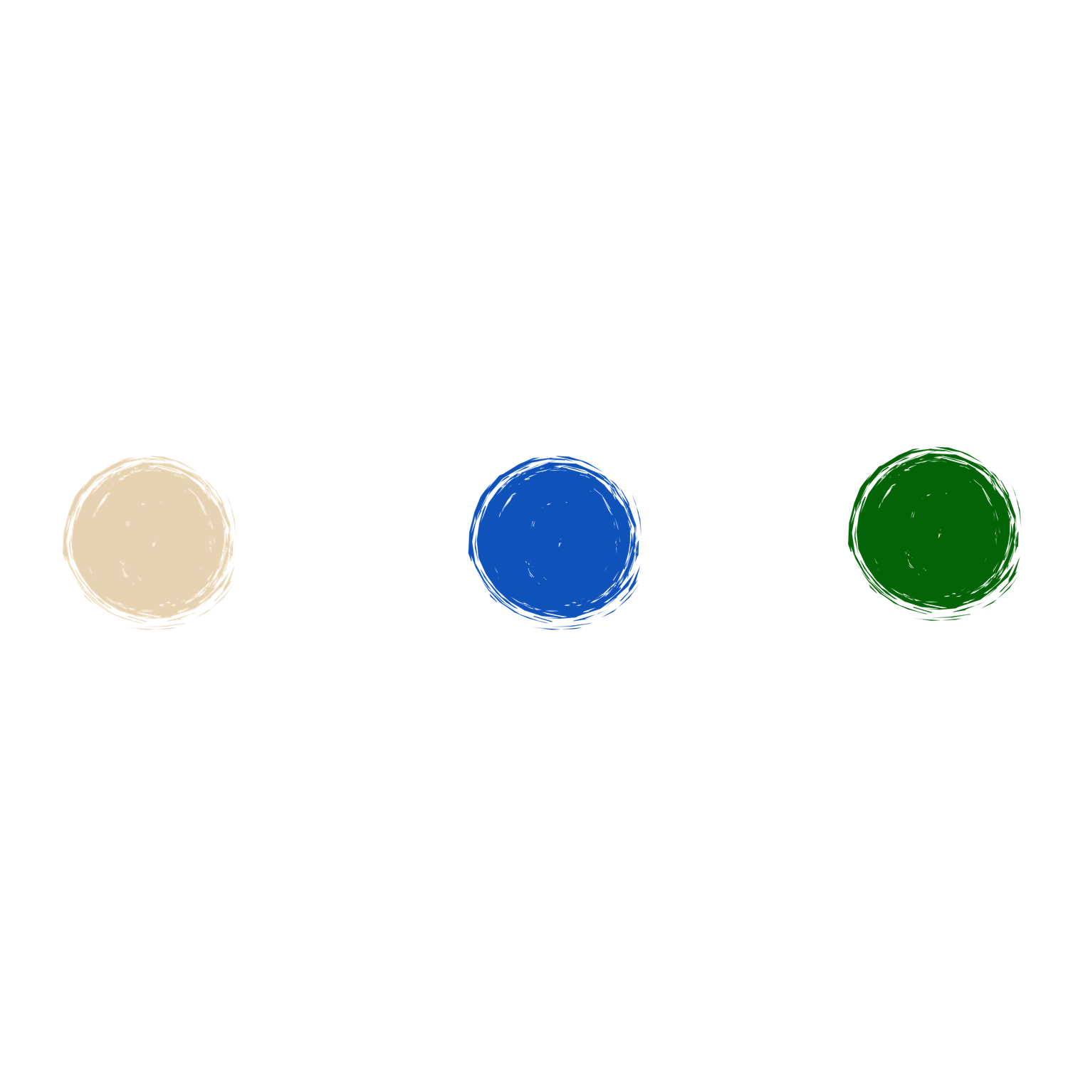 A row of simple colored dots featuring shades of blue, green, and beige in a minimalist design.