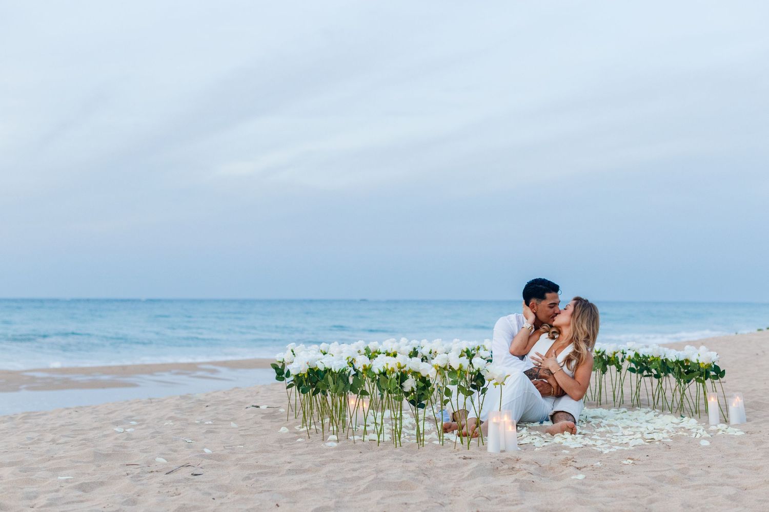 Couples portrait on the beach. Marriage proposal. San Juan, Puerto Rico.