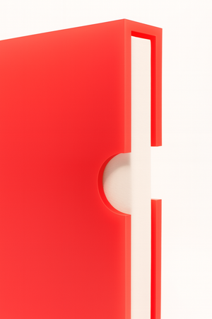 A minimalist red and white geometric pattern design featuring a bold contrast and clean lines.