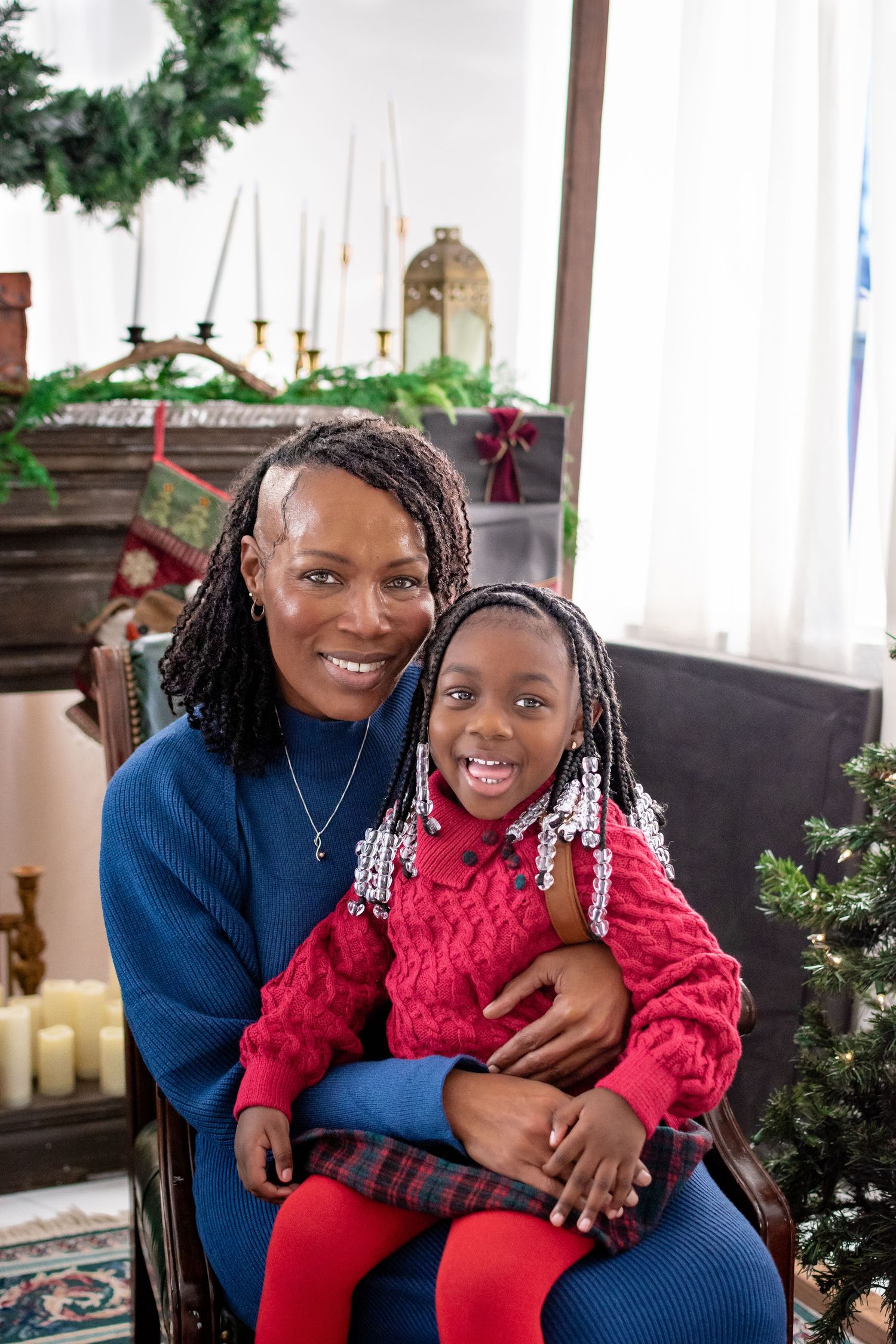 Smiling toddler and grandmother during holiday photo session in Tacoma