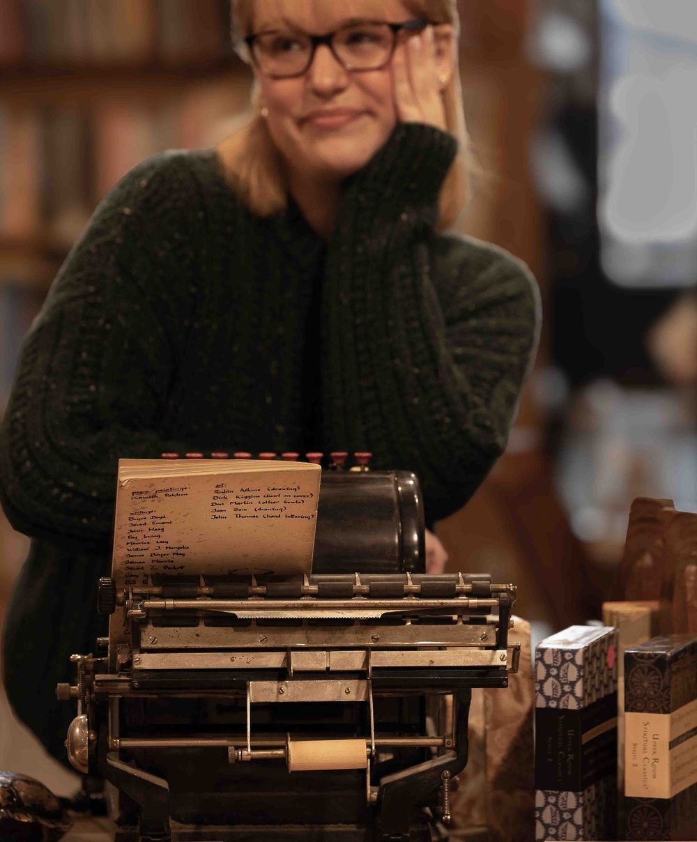 Senior photos in the Old Market at a books store.