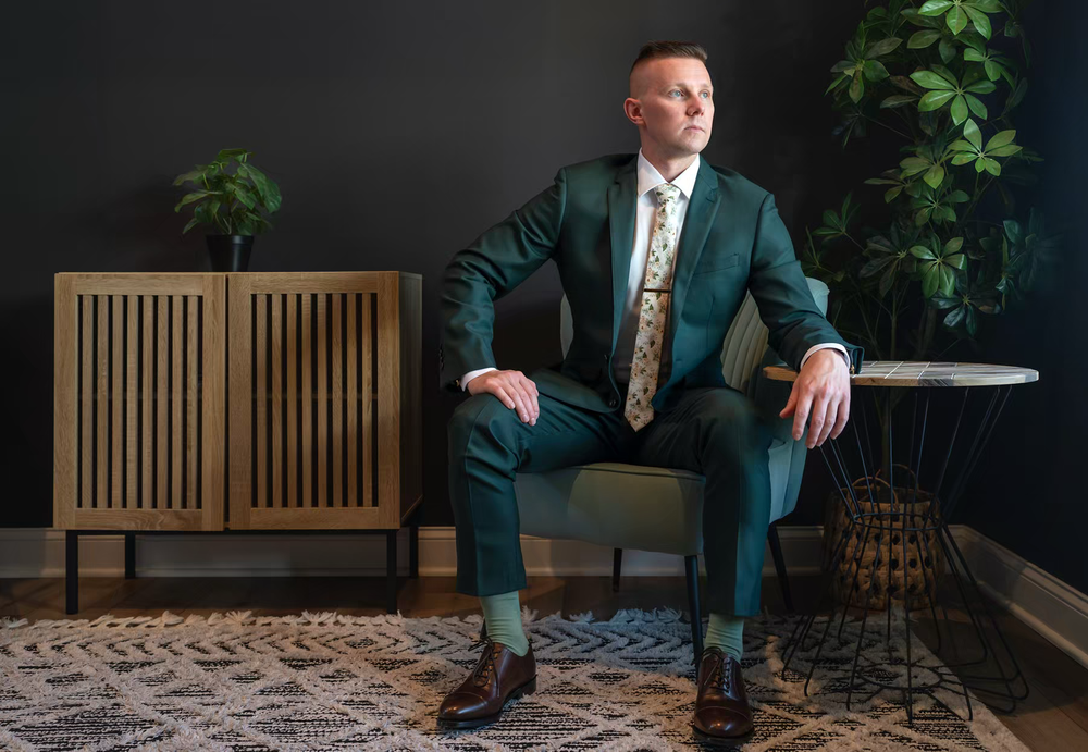Professional groom portrait in Columbus Ohio for a wedding