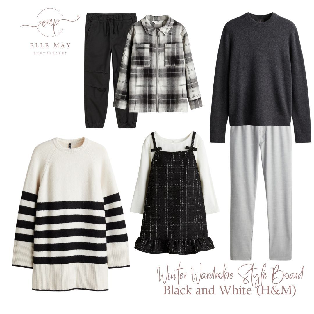 A curated style board for family photos from H&M.