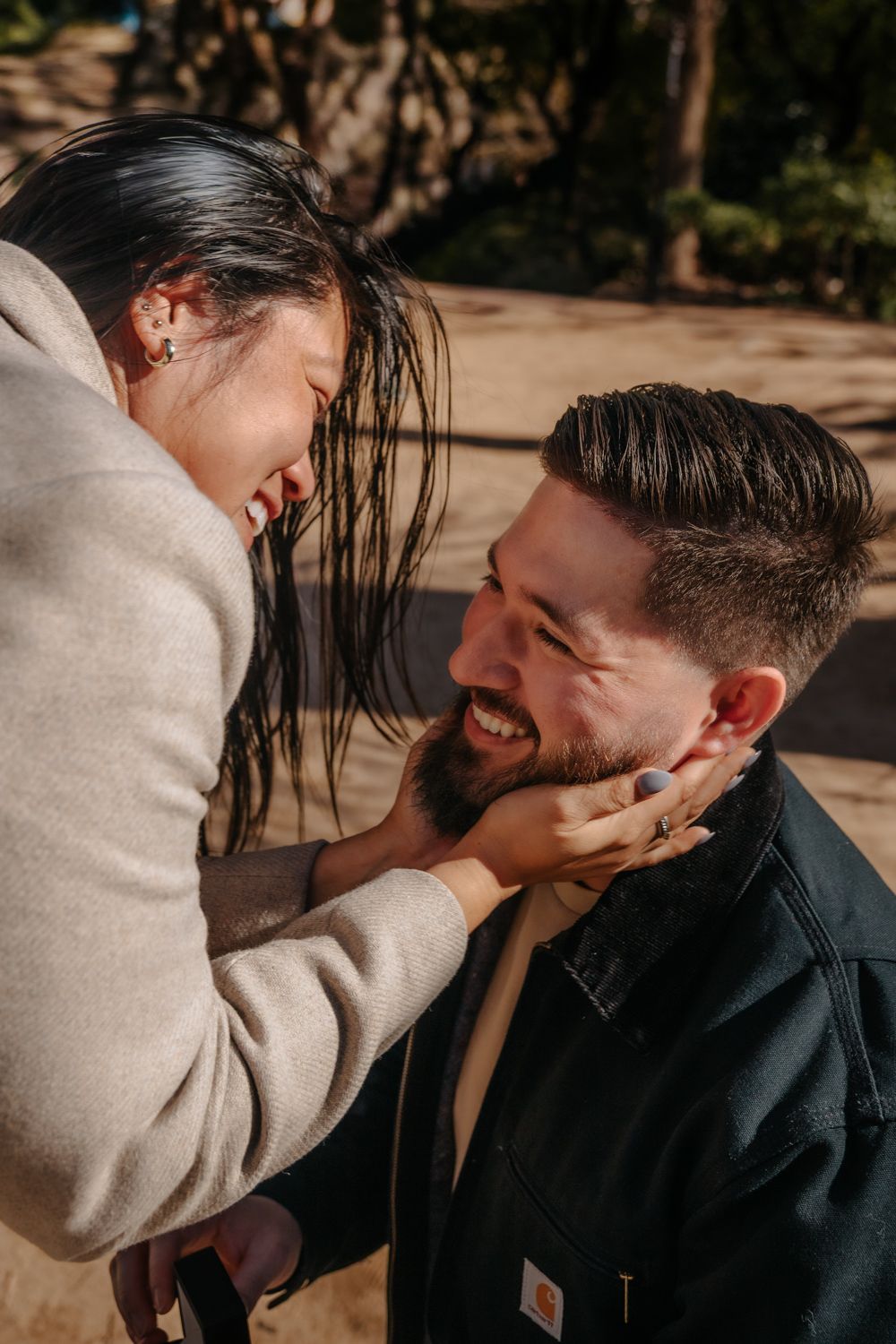 Forehead touch on Passeig de Gaudí Sagrada Família Surprise proposal photoshoot Barcelona BarcelonaLoversPH