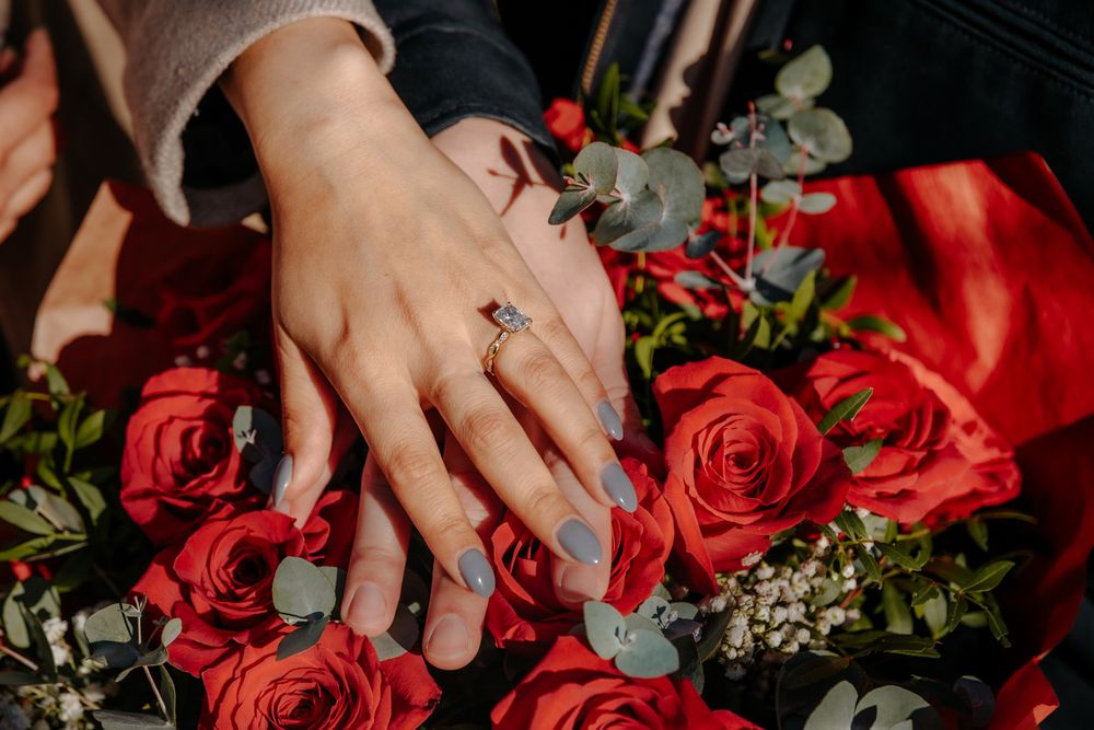 Hands and ring detail in winter light Sagrada Família Surprise proposal photoshoot Barcelona BarcelonaLoversPH