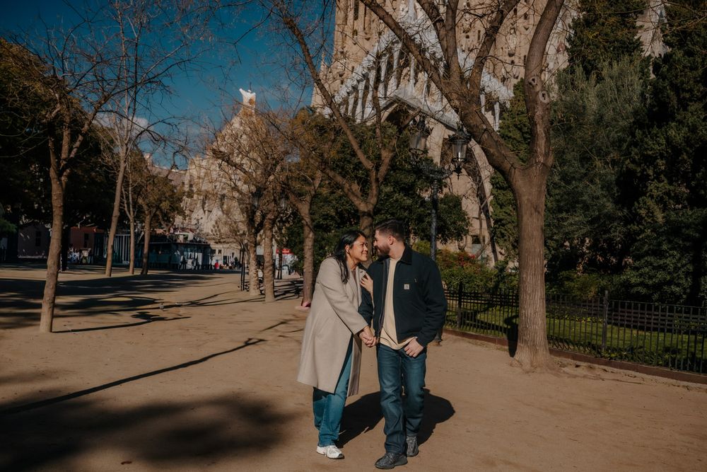 The moment before the question near Passion playground Sagrada Família Surprise proposal photoshoot Barcelona BarcelonaLoversPH
