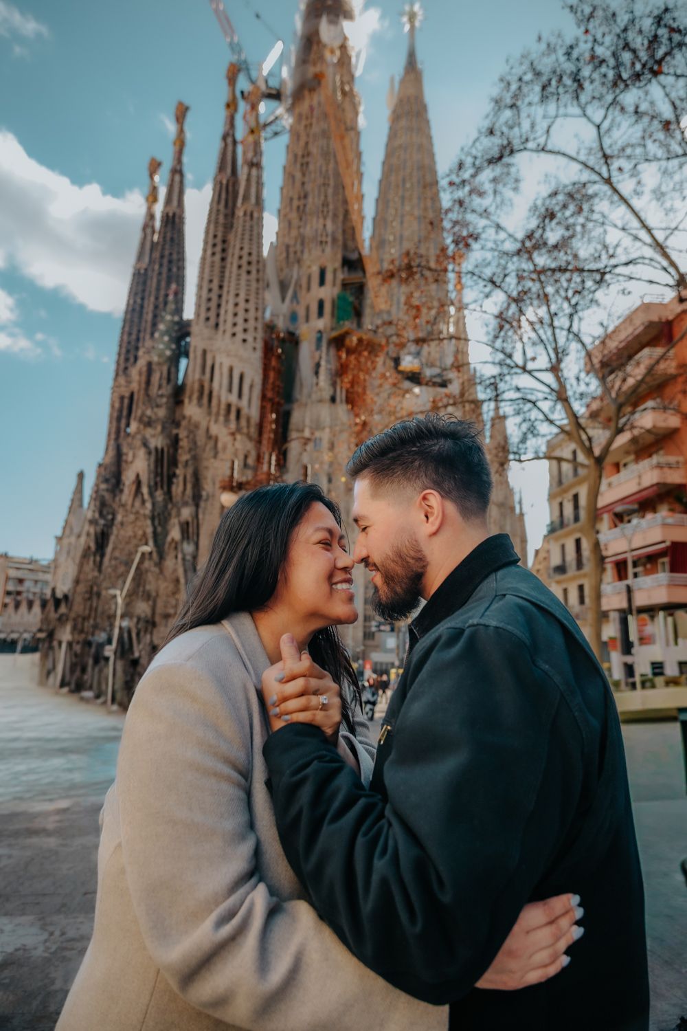 Maricar shocked reaction at the proposal Passion gardens Sagrada Família Surprise proposal photoshoot Barcelona BarcelonaLoversPH