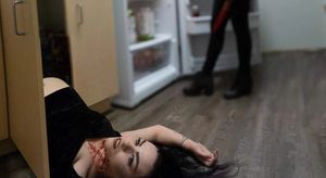 A woman in black workout attire performs a series of stretching exercises on a hardwood floor.