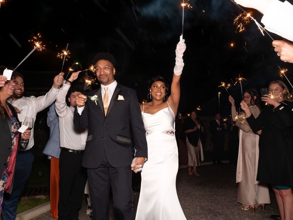 Wedding photographer sparkler exit wildes inn chesterfield