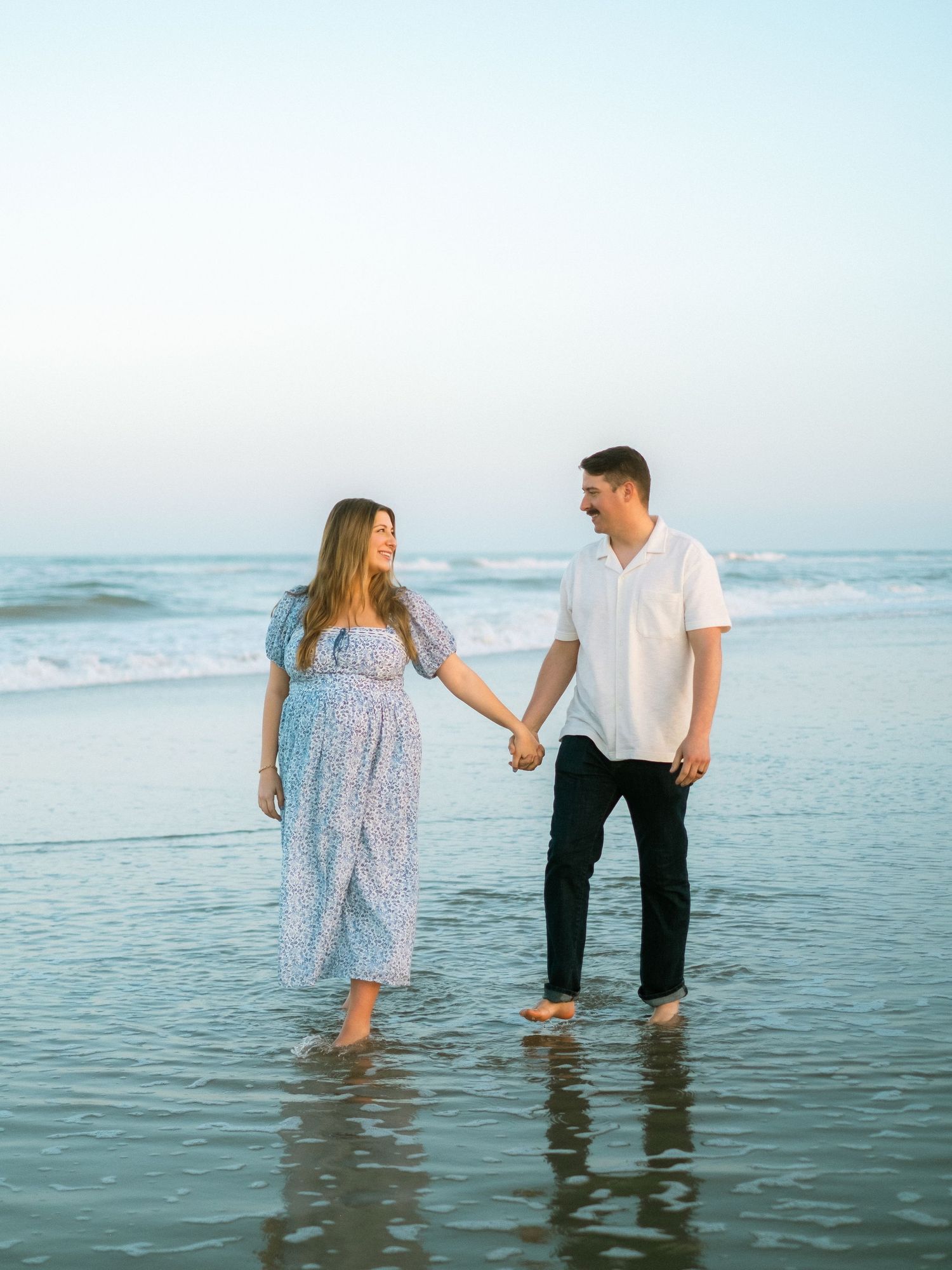 Expecting couple maternity photos on the beach at Guana Preserve near Jacksonville Florida during sunset