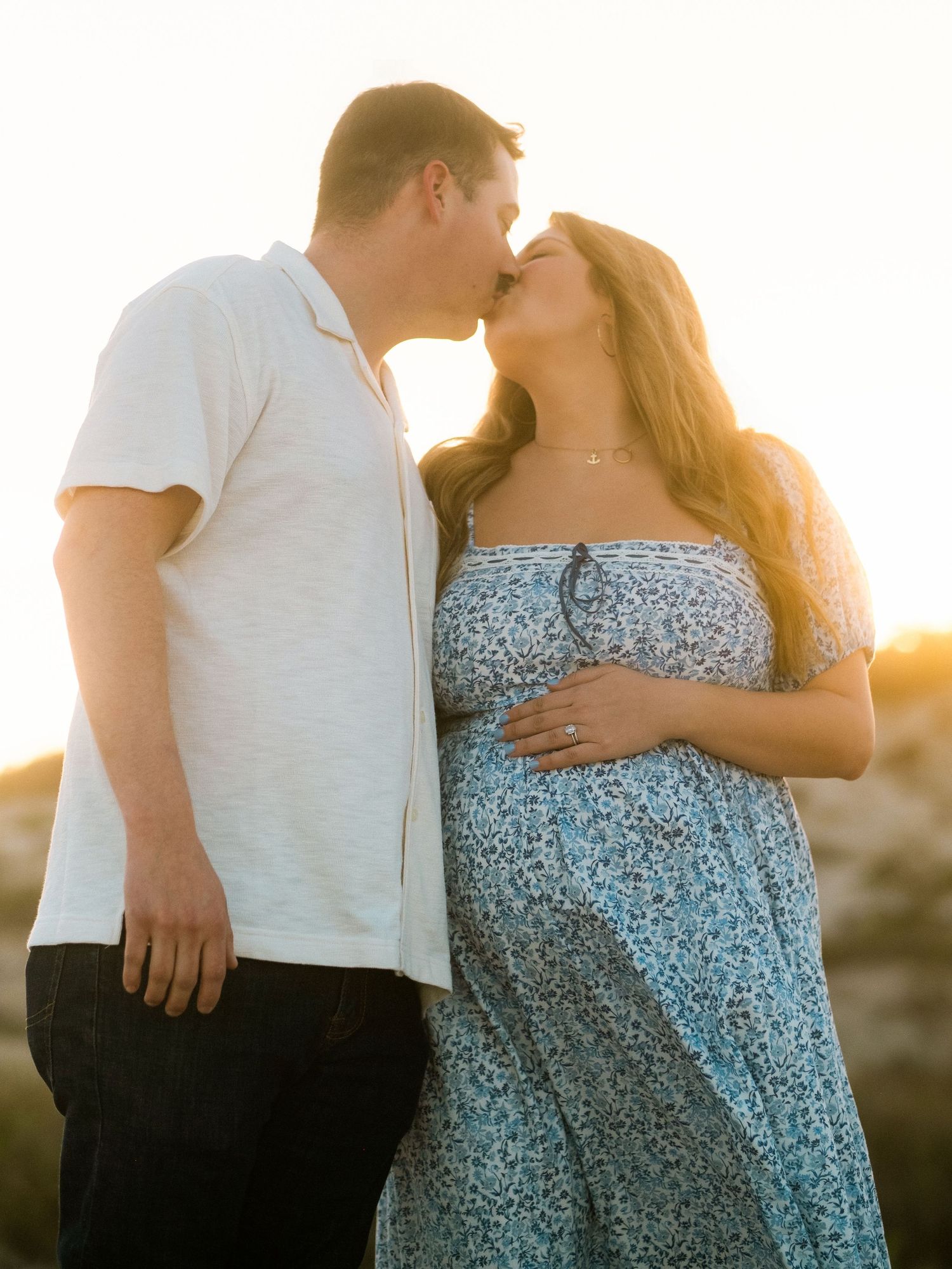 Outdoor maternity portraits overlooking the marsh and ocean at Guana Preserve near Jacksonville Florida