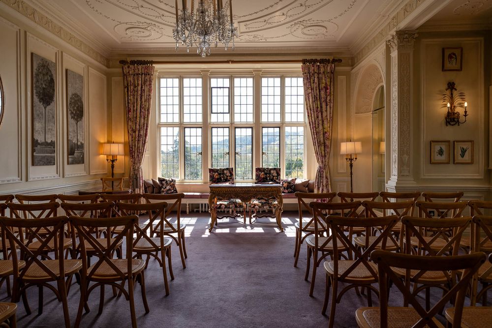 Dartmoor Wedding venue Bovey Castle ceremony room