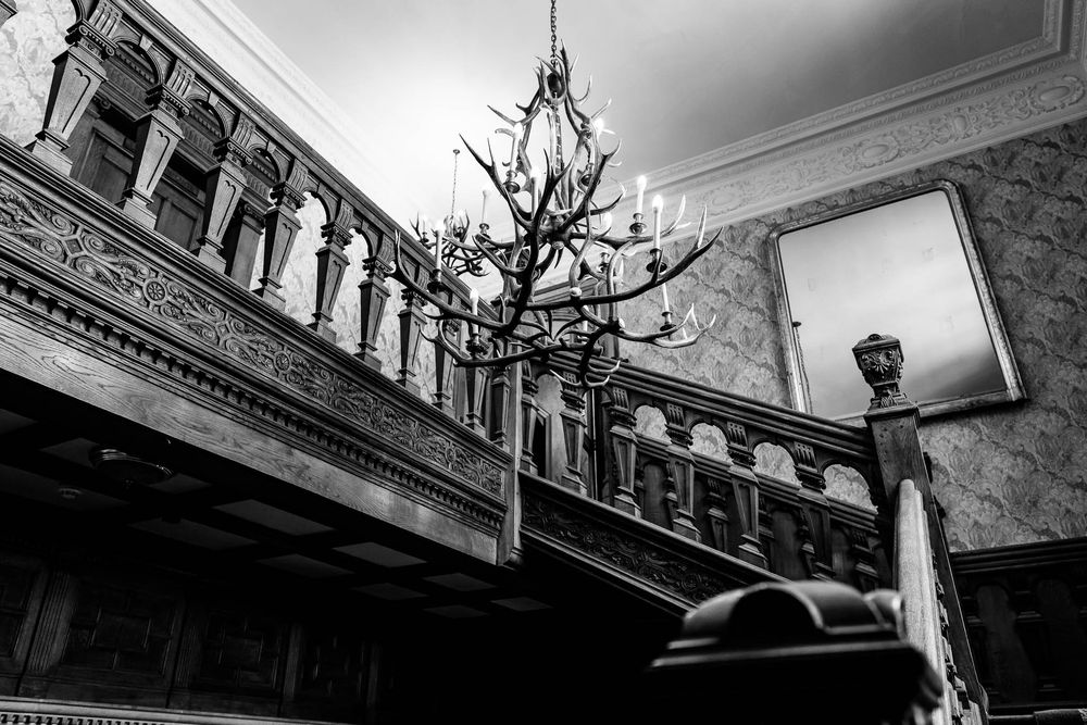 Bovey Castle staircase, Devon Wedding venue