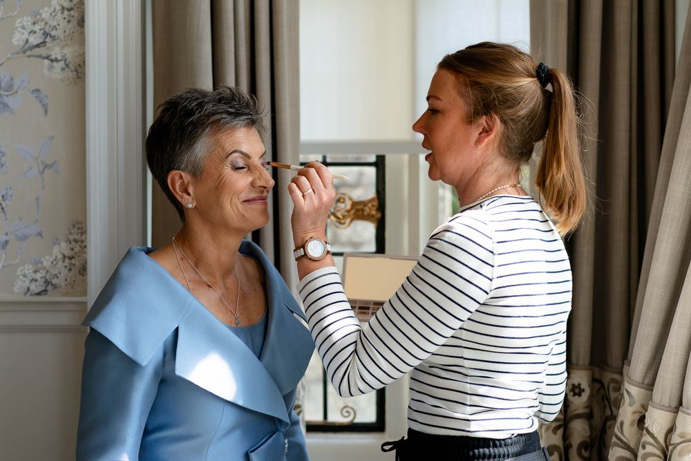 Bride and make up artist at Bovey Castle Wedding venue