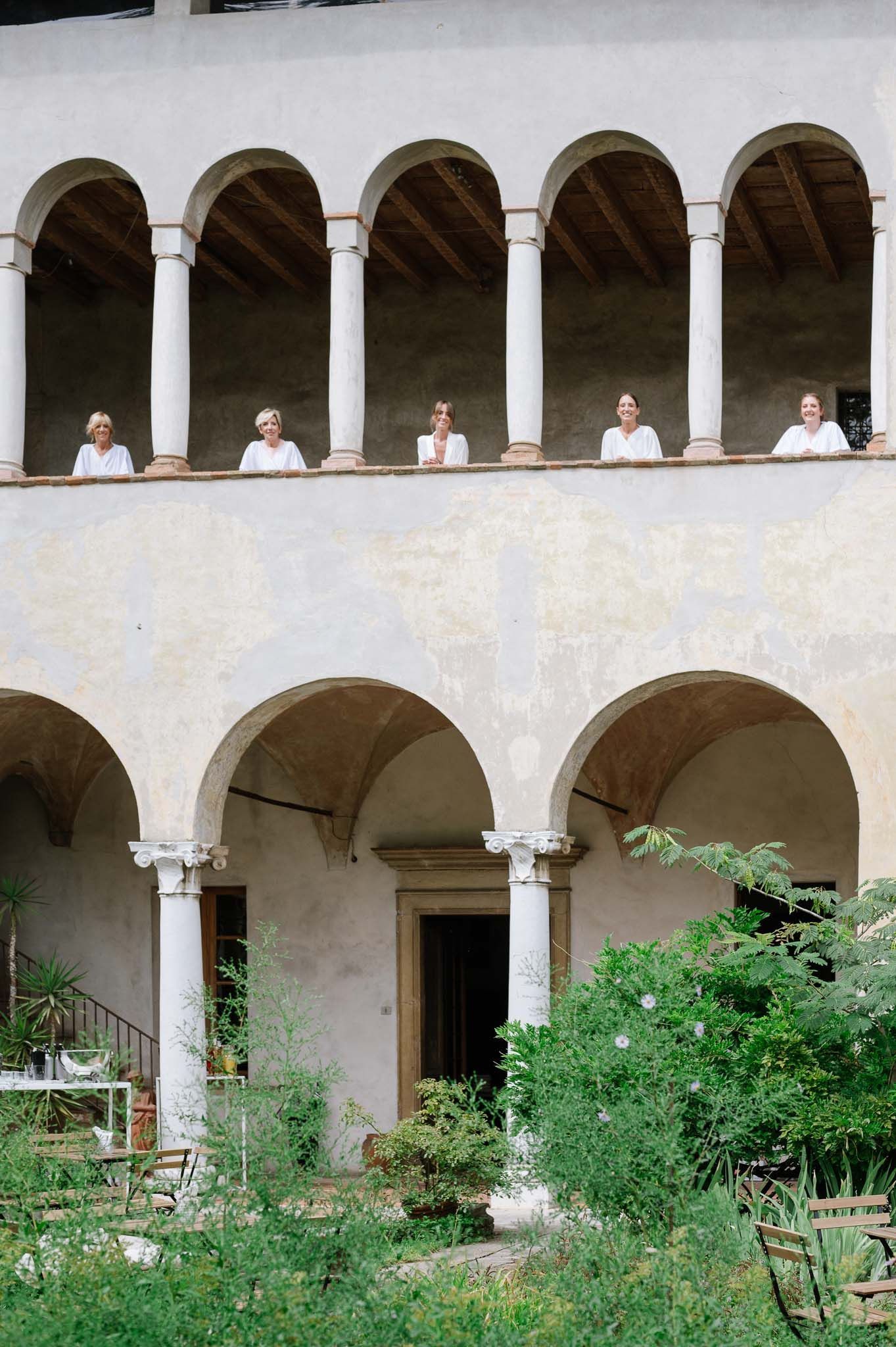 Bride and bridemaids during getting ready in a Villa near Verona, Italy