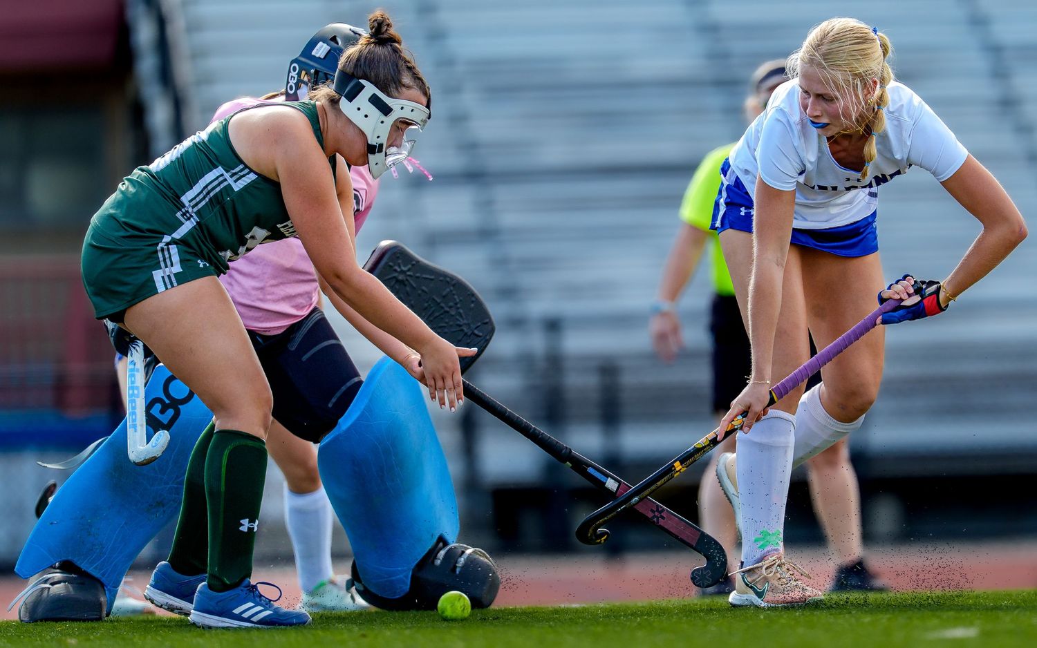 High school field hockey stick battle game day action photography, Central PA, by Deanna Fox, SportsFox Photography, Hershey PA