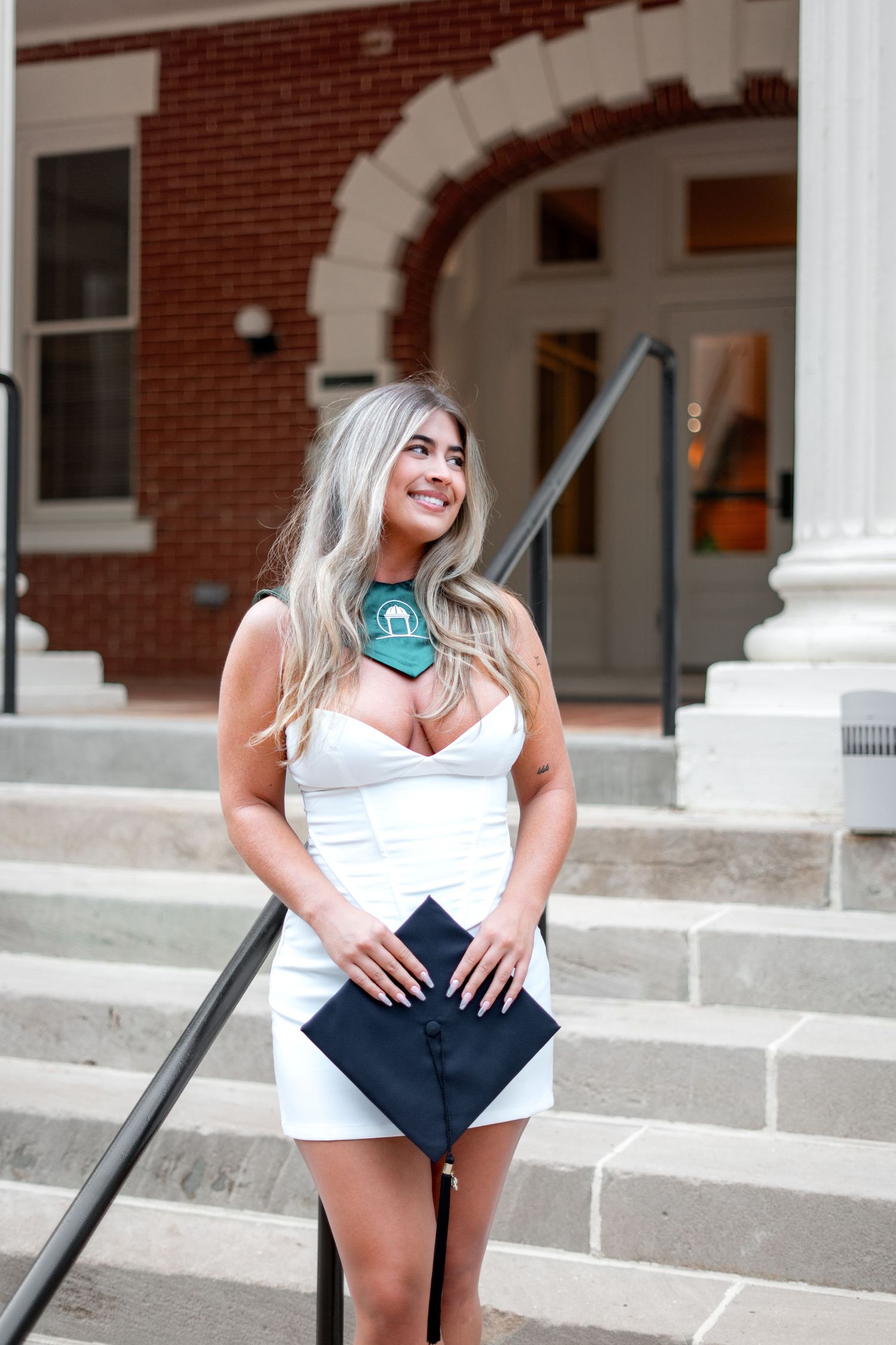 GCSU graduation photos in front of terrell hall, one of the best spots on the Milledgeville, georgia campus