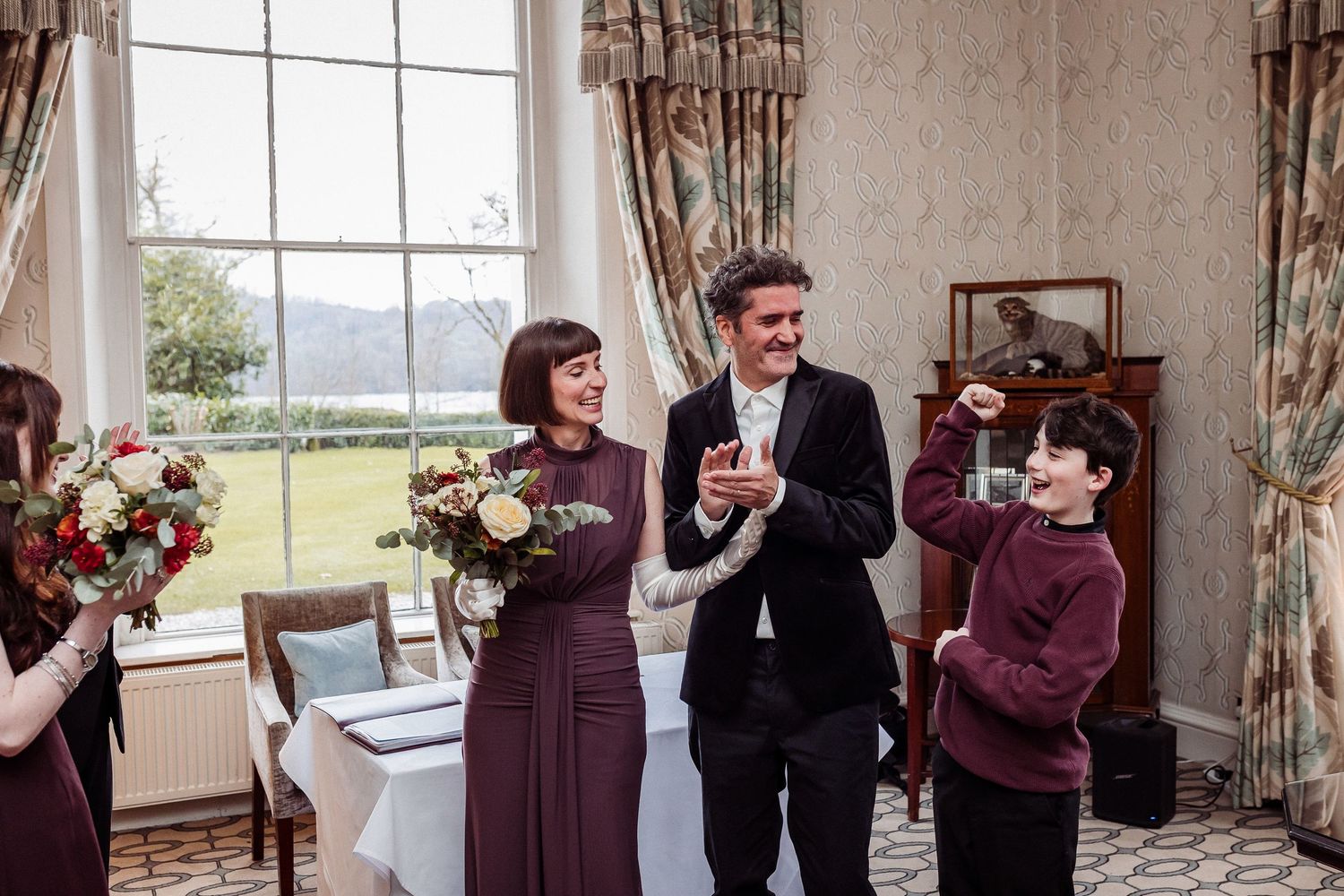 Indoor wedding ceremony natural light Lake District