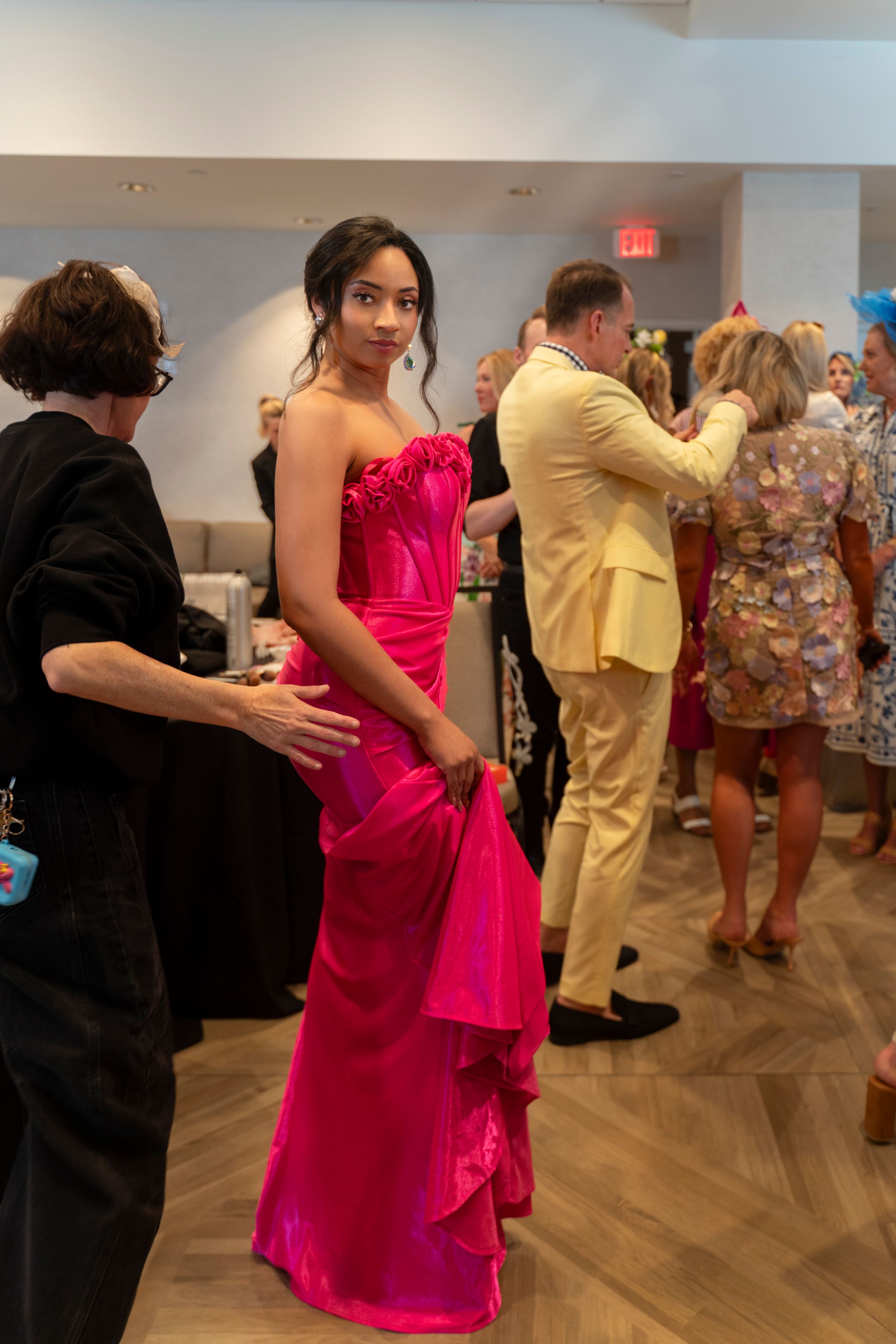 Alexandria Seabrook backstage at the 2026 North Carolina Azalea Festival Spring Fashion Show, wearing Camille's at the Holiday Inn Resort