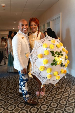 Lanatria and guest standing together behind the scenes at the Azalea spring fashion show 2026