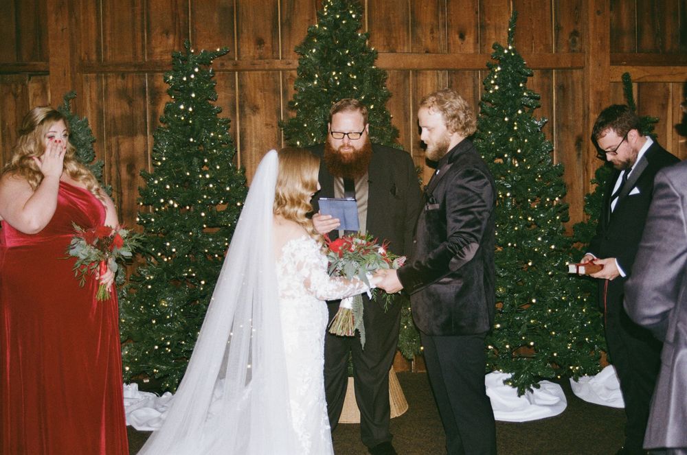 35mm Film Winter Wedding  in barn by Megan Bucci Photography