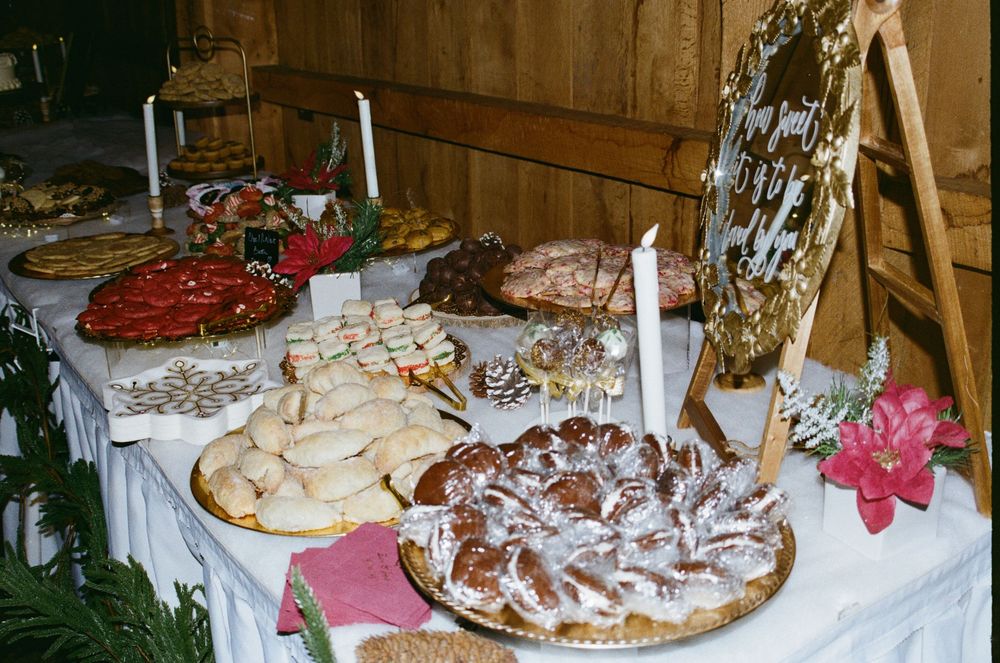 Cookie Table 35mm Film Winter Wedding by Megan Bucci Photography