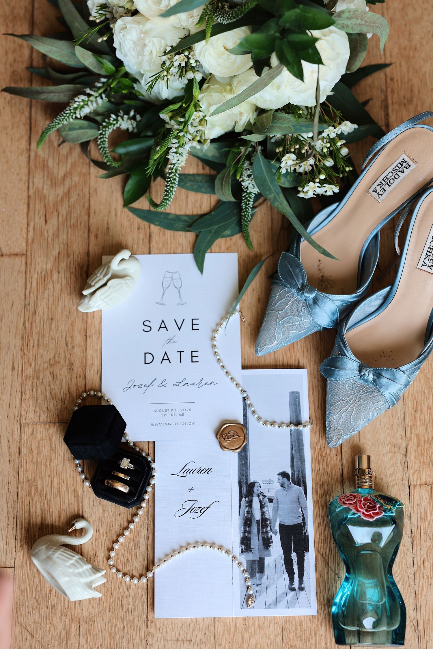 Flat Lay from top wedding photographer in Maine - Alicia C. Photography