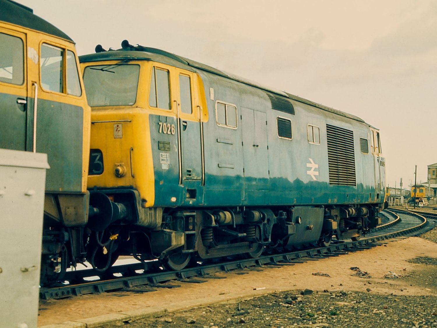 Class 35 Hymek Diesel Hydraulic D7001 leading D7028 with the 'Hymek Swansong' Railtour passing Swindon at 10.41am on the 22nd September 1973