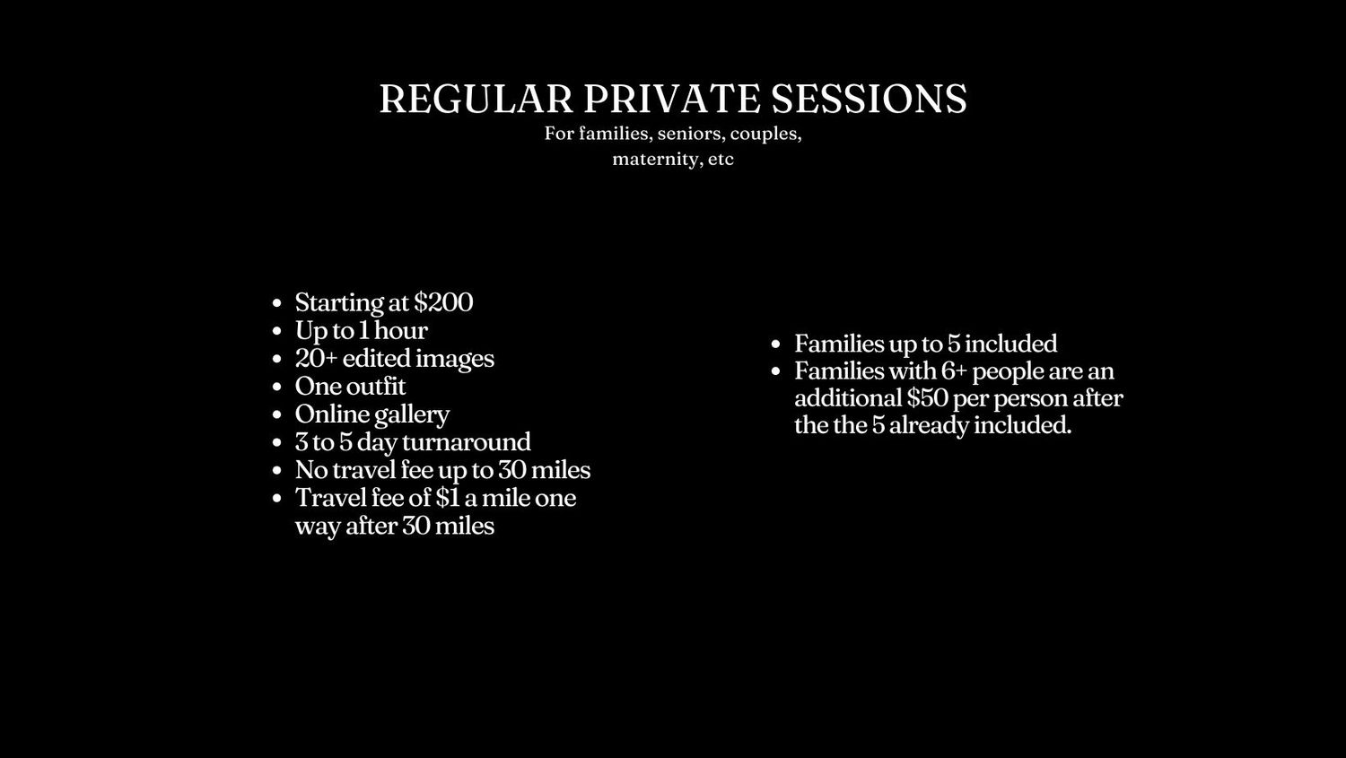 Promotional flyer for mini private photography sessions featuring a woman in a red dress among autumn leaves.