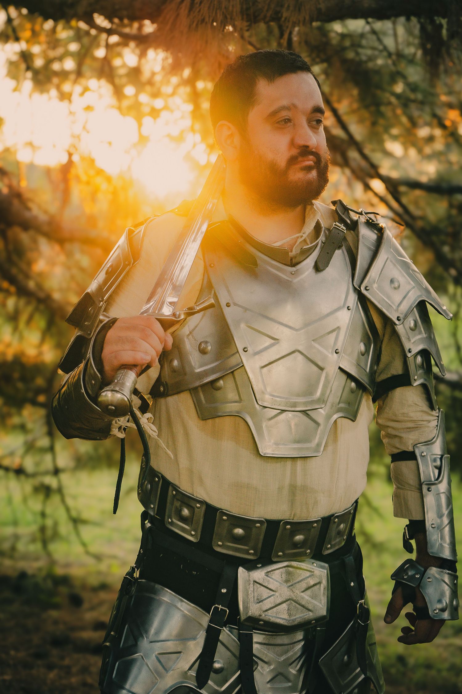 Lubbock Texas cinematic photography shoot. Knight in shining armor Cosplay outdoor shoots. Savannah Richeda Studios