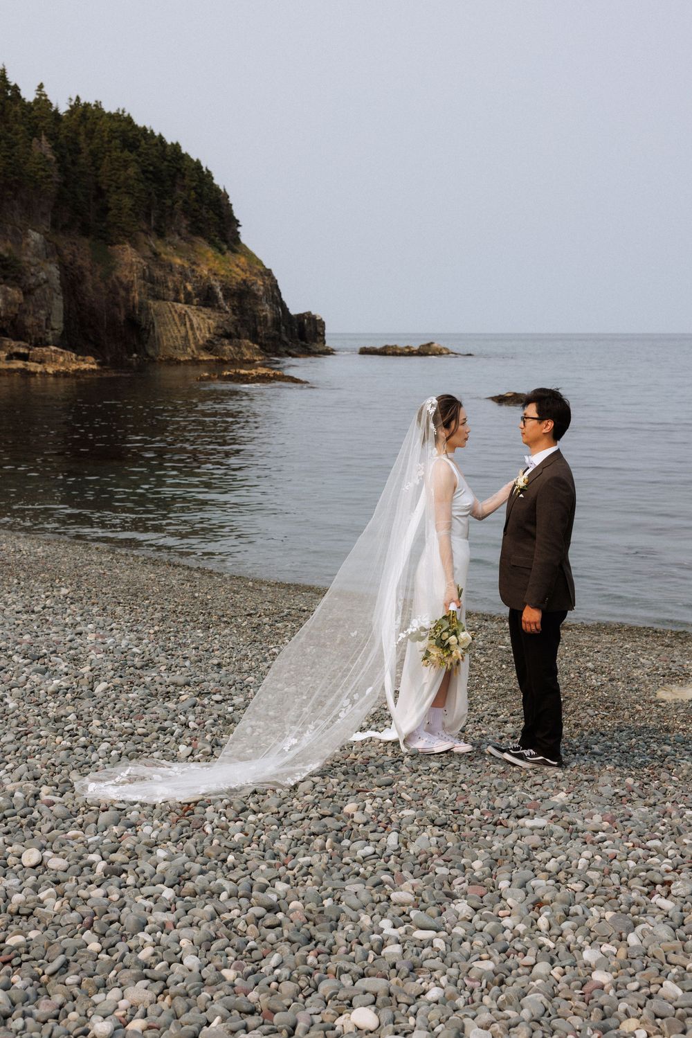 Wedding at Middle Cove Beach, captured by Newfoundland documentary style wedding photographer Kaitlyn Yvette