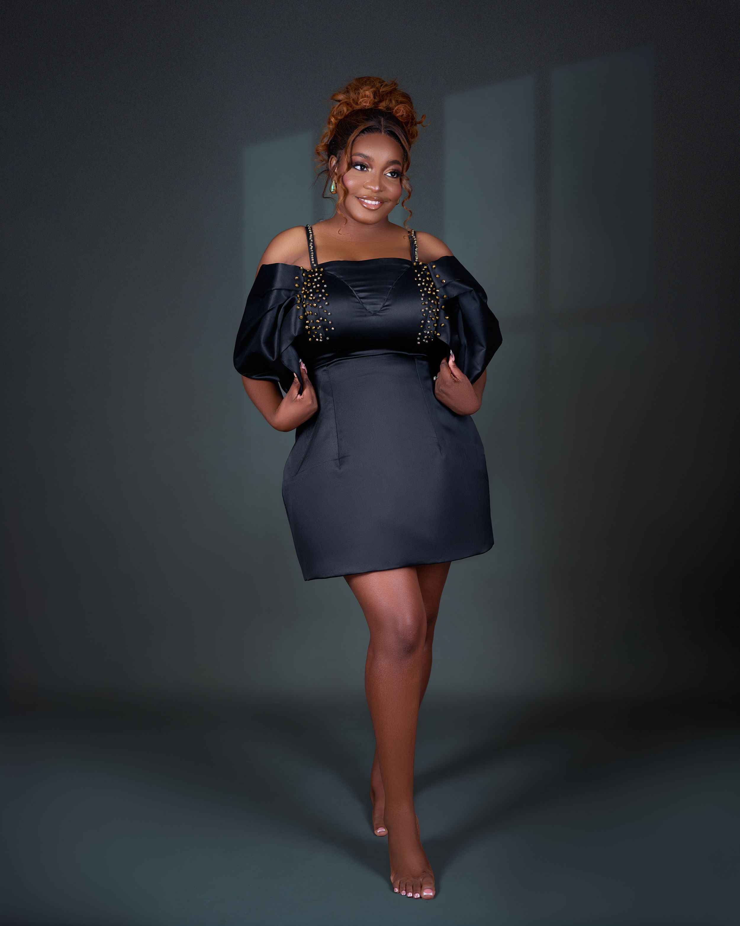 lady in a black dress