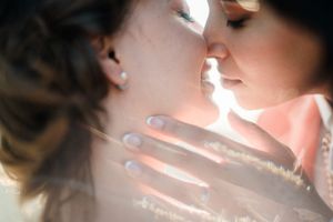 Porto wedding photographer capturing an intimate wedding couple close up in Portugal