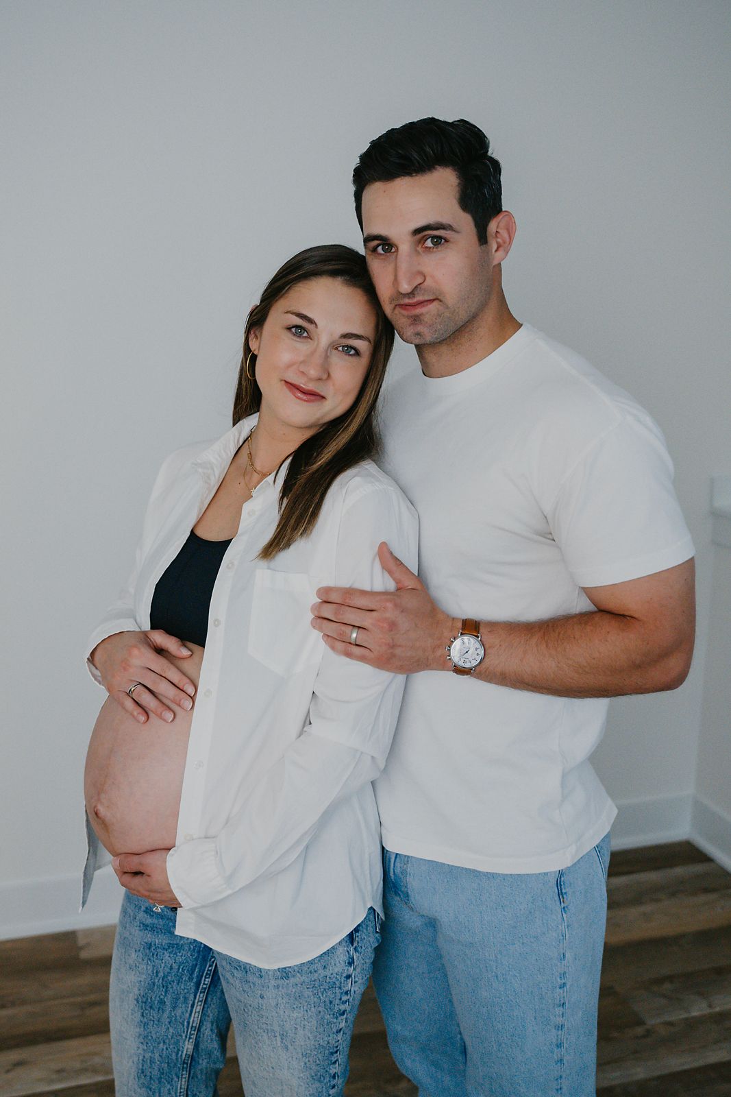Maternity, mom and dad, studio, lifestyle, Michigan