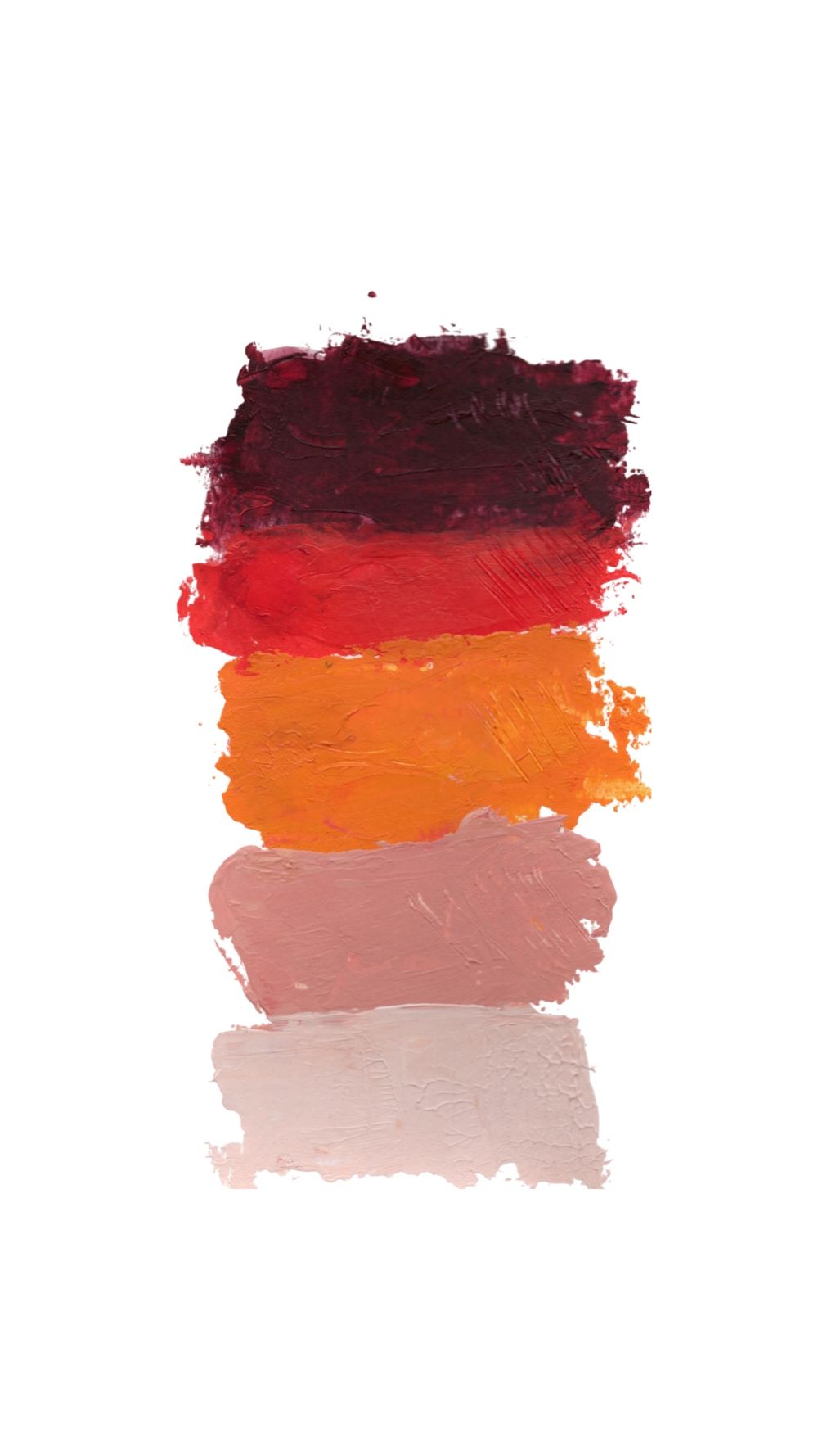 A color palette swatch showing gradient transitions from deep burgundy through red and orange to light beige tones.