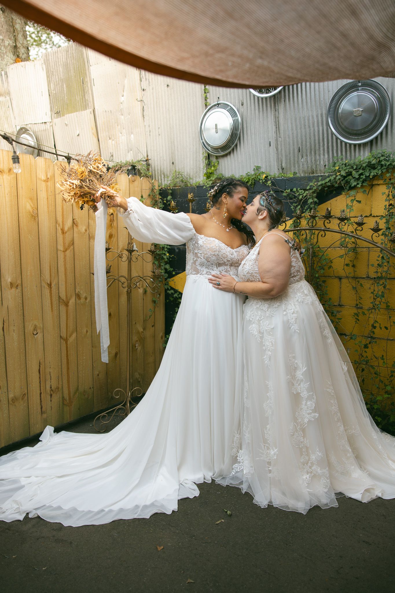 lesbian couple queer lgbtq wedding adventure elopement NC SC GA TN inclusive photographer alternative moody kissing