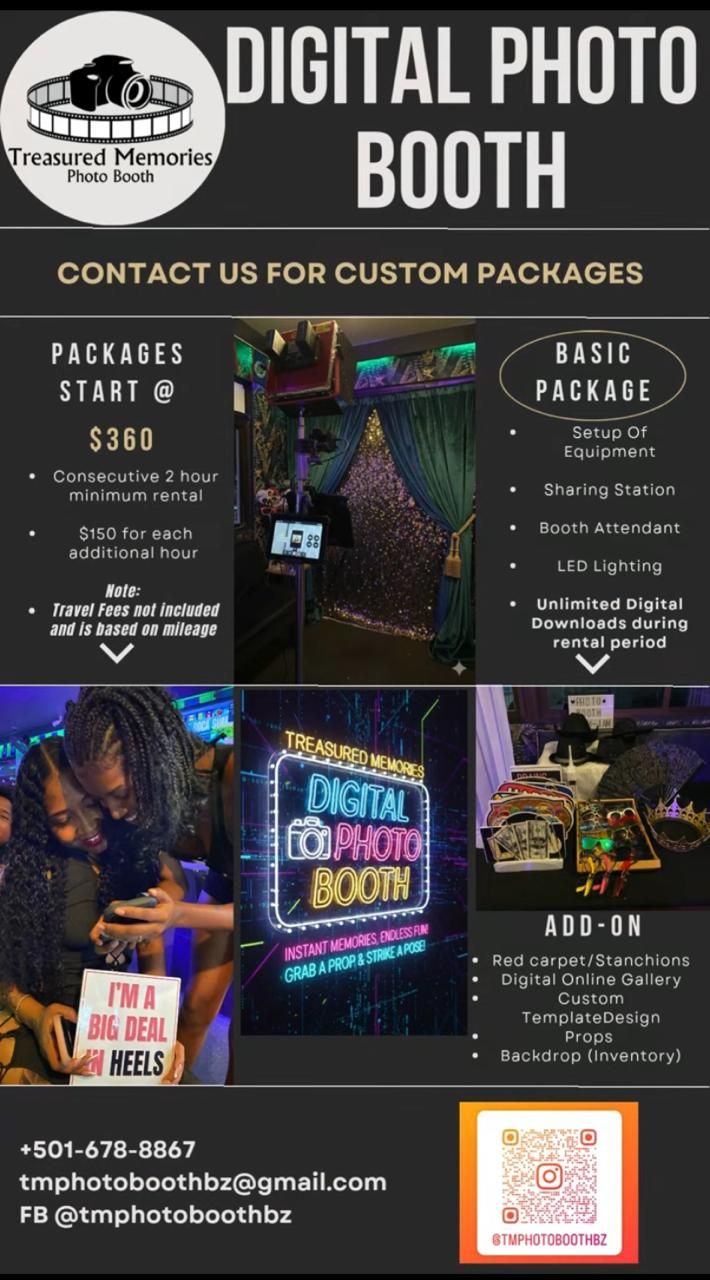 Our digital photo booth offering. This shows the information related to booking our digital only photo booth