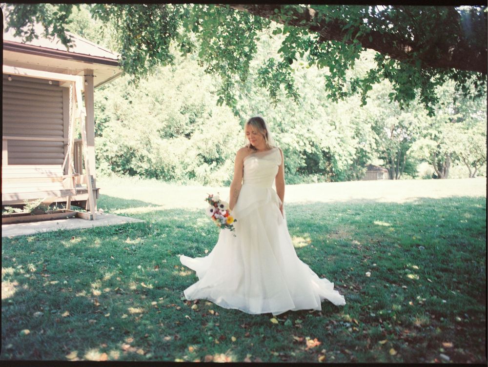 Bridal portrait summer camp wedding