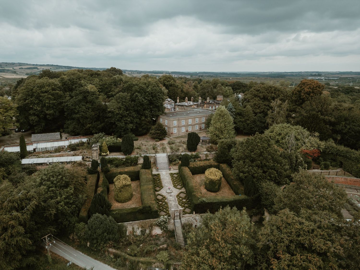 DRONE VIEW OF RINGWOOD HALL WEDDING captured by wedding photographer Daniel Berry