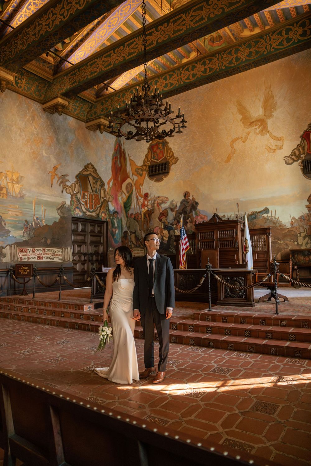 Santa Barbara Courthouse, Elopement, Engagement Photos, Southern California Photographer, Mural Room