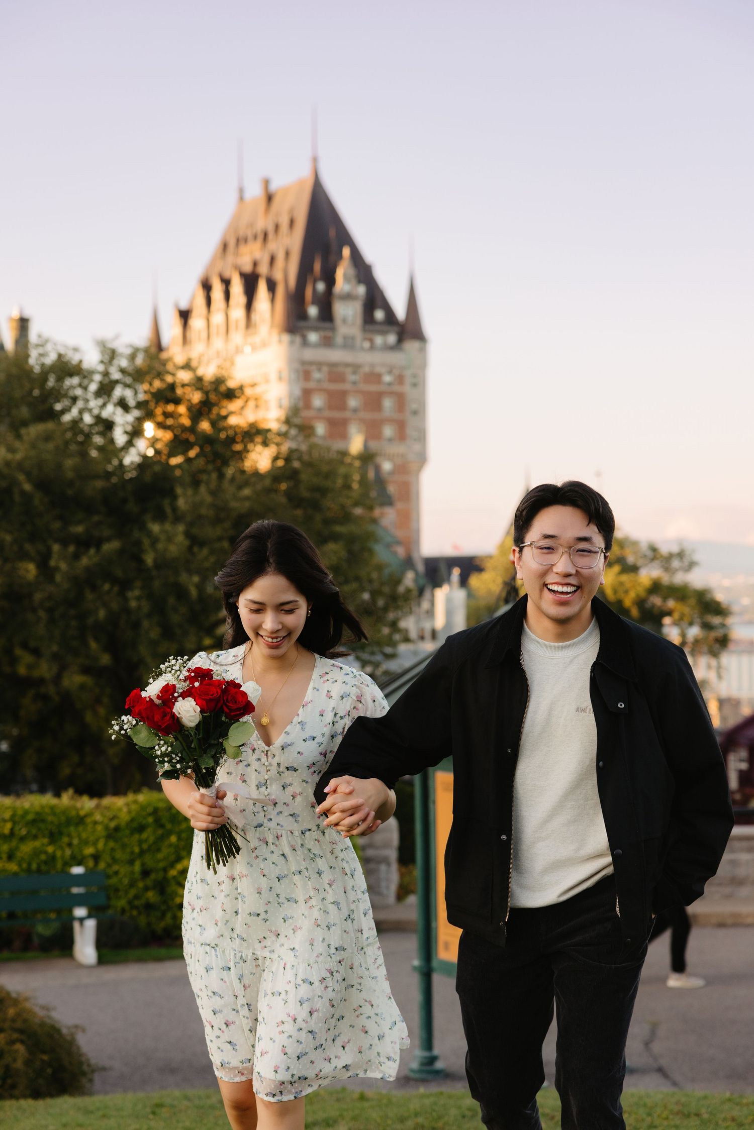Quebec city surprise proposal engagement photography