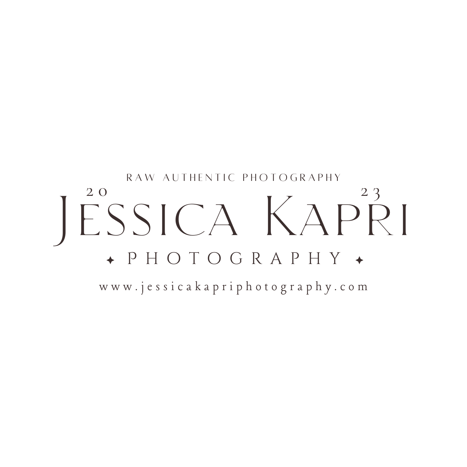 Black text logo for Jessica Kapri Photography against a dark background. Colorado Springs Photographer.