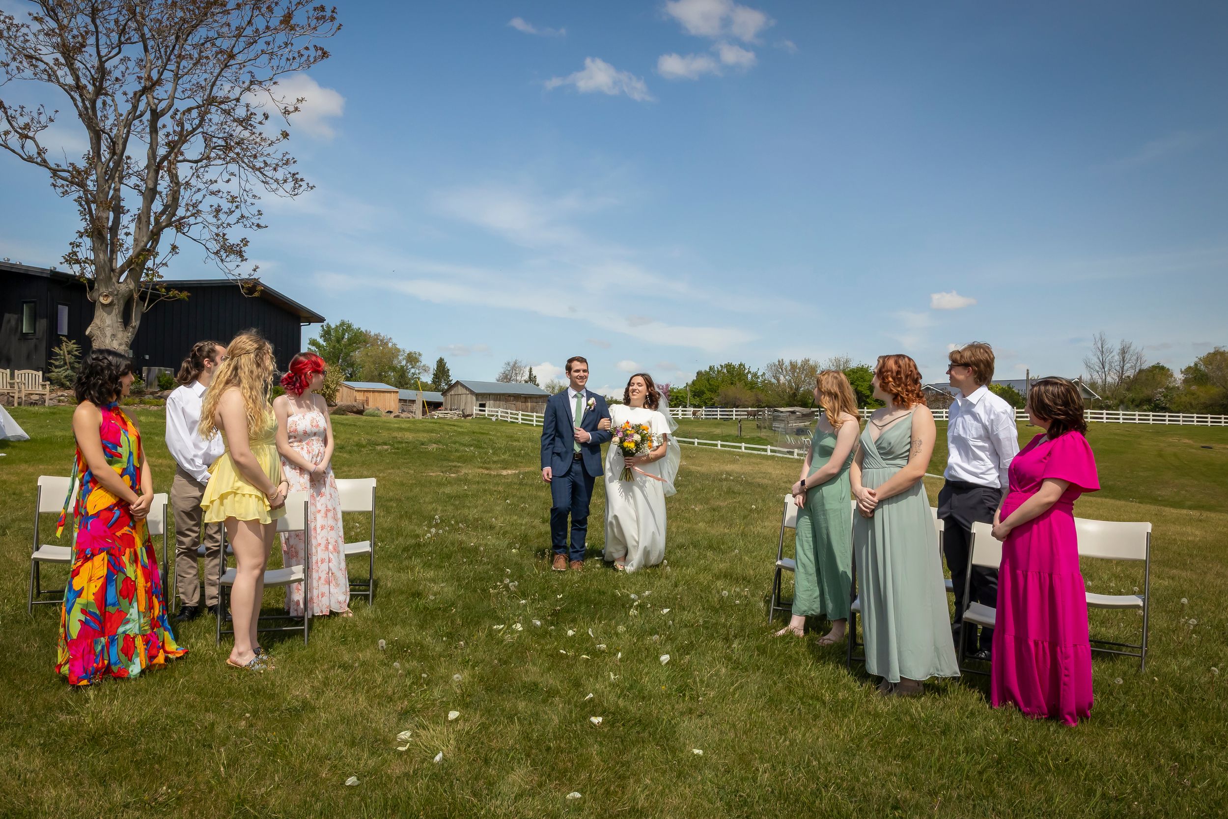 bride and groom walking down the aisle Garman Hill Wilder Idaho