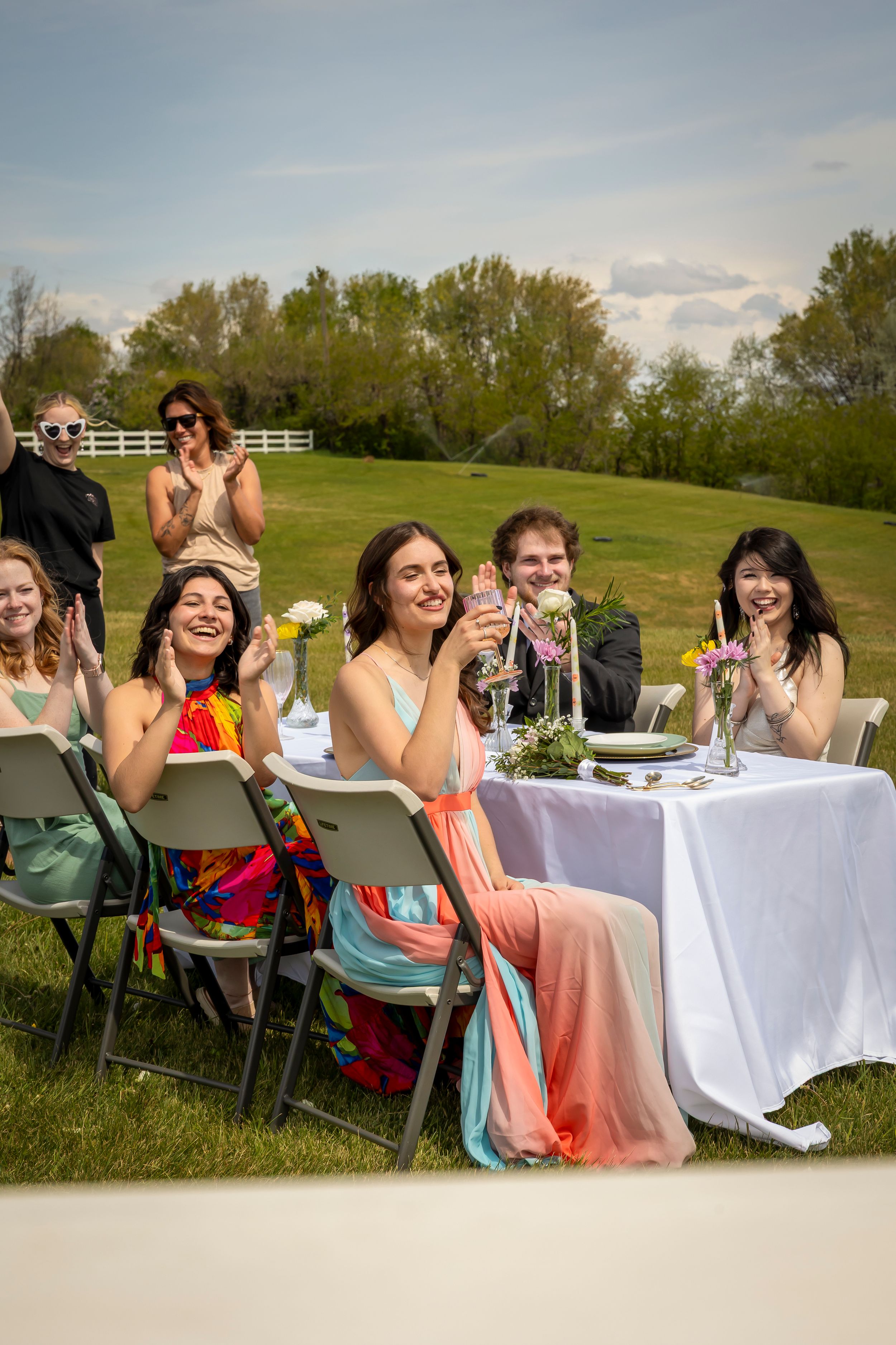 Guests at spring style wedding Garman Hill Wilder Idaho
