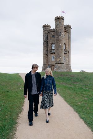 Romantic couple portraits at Broadway Tower.