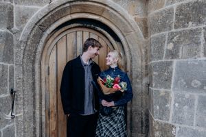 Newly engaged couple celebrating in the Cotswolds.