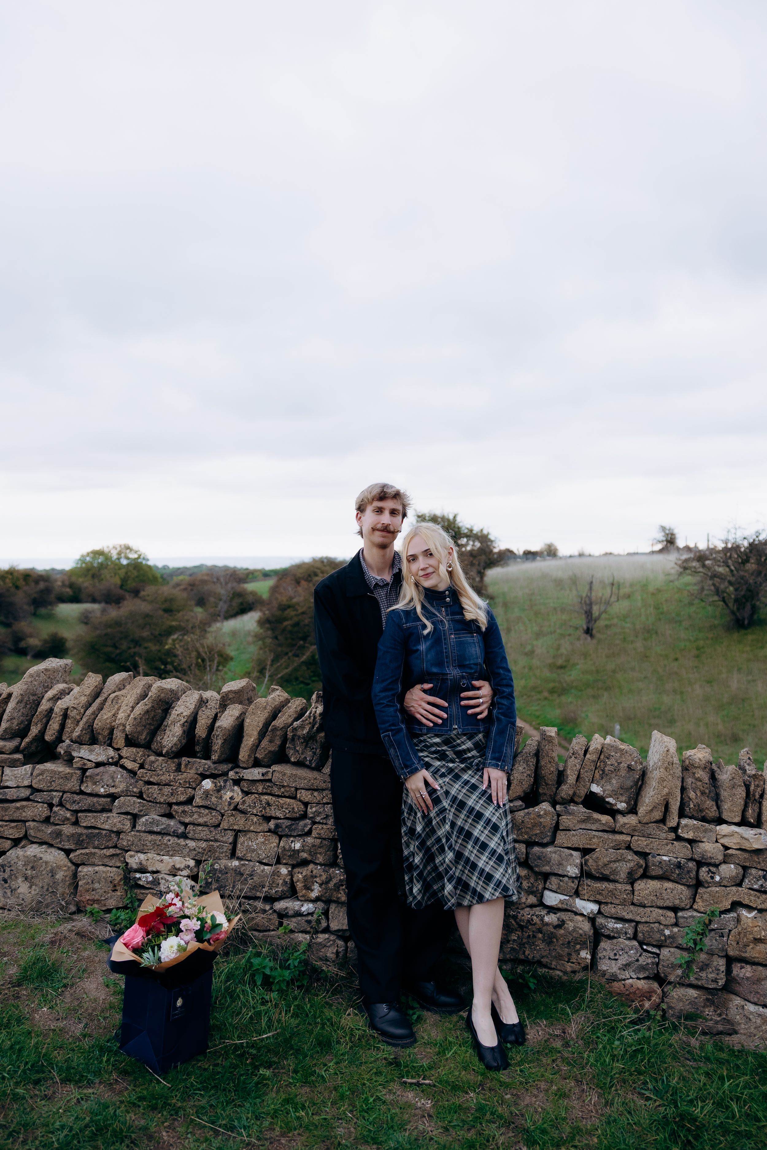 Proposal photography at Broadway Tower in the Cotswolds.