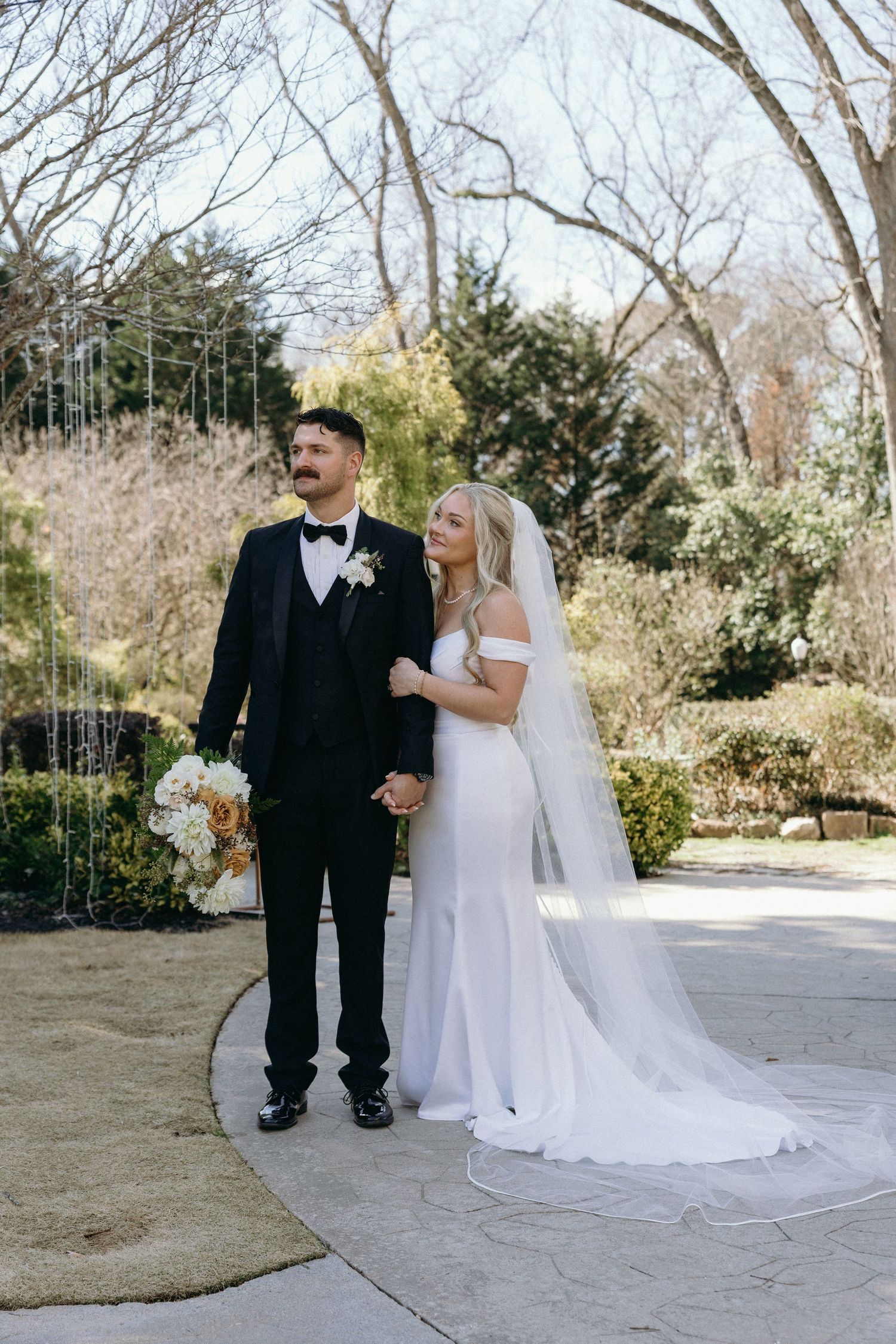 Romantic bridal couple portraits at The Wildflower 301 in Greensboro, Georgia.